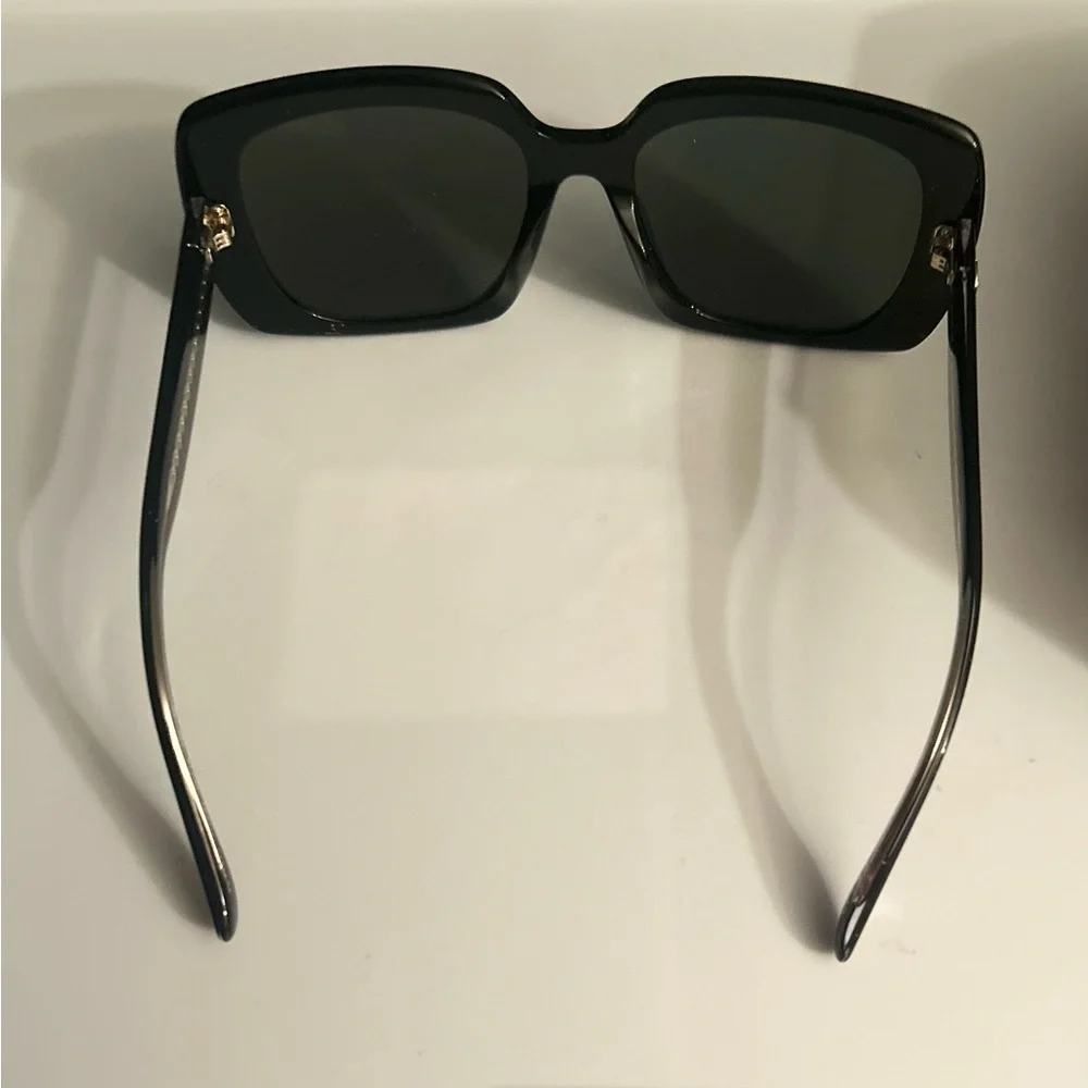 Tory Burch Black Square Sunglasses with Orange Case